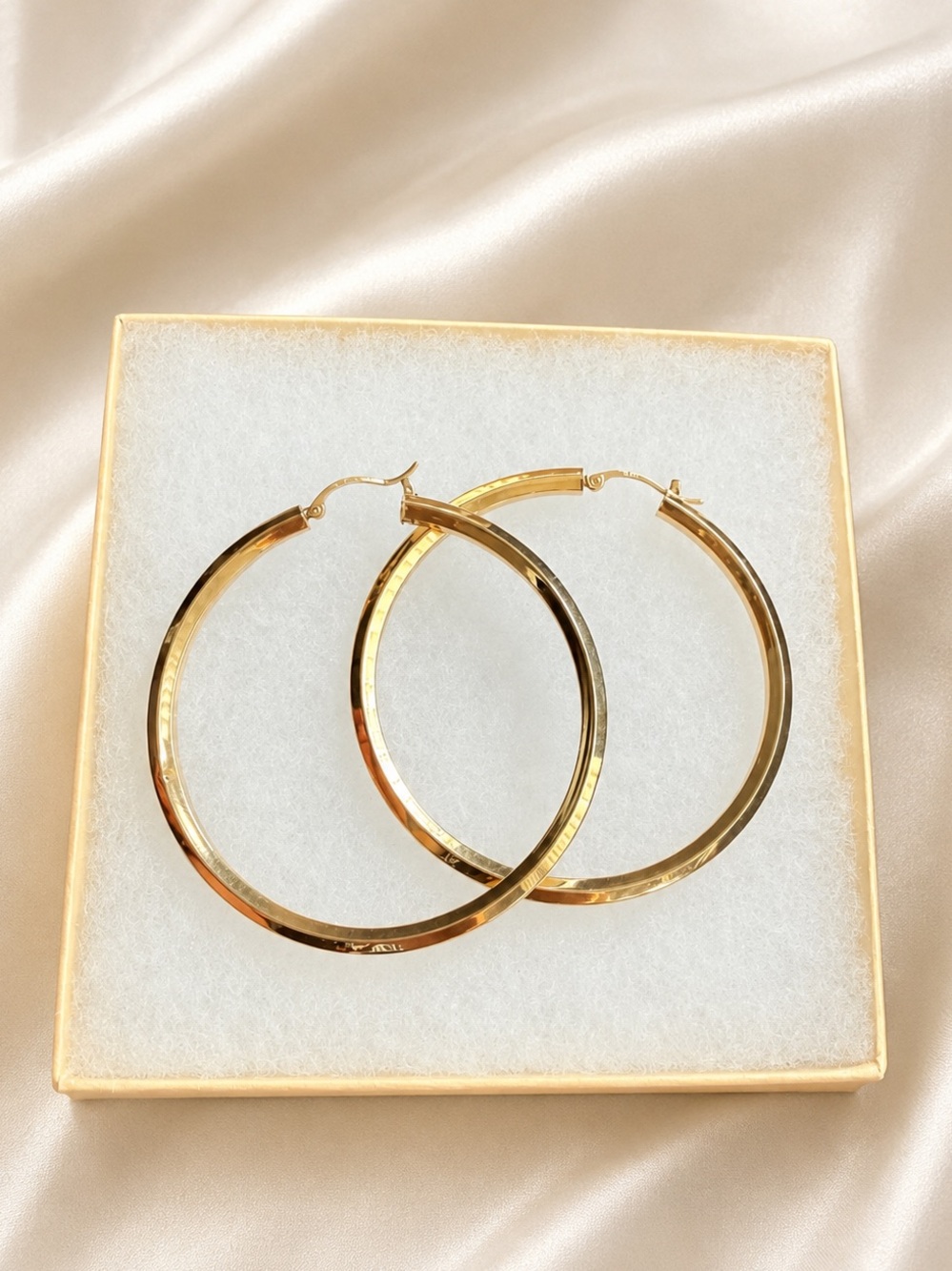 14K Solid Gold Large Hoop Earrings | 5.5g, 2” Hoops | Real Gold, good condition